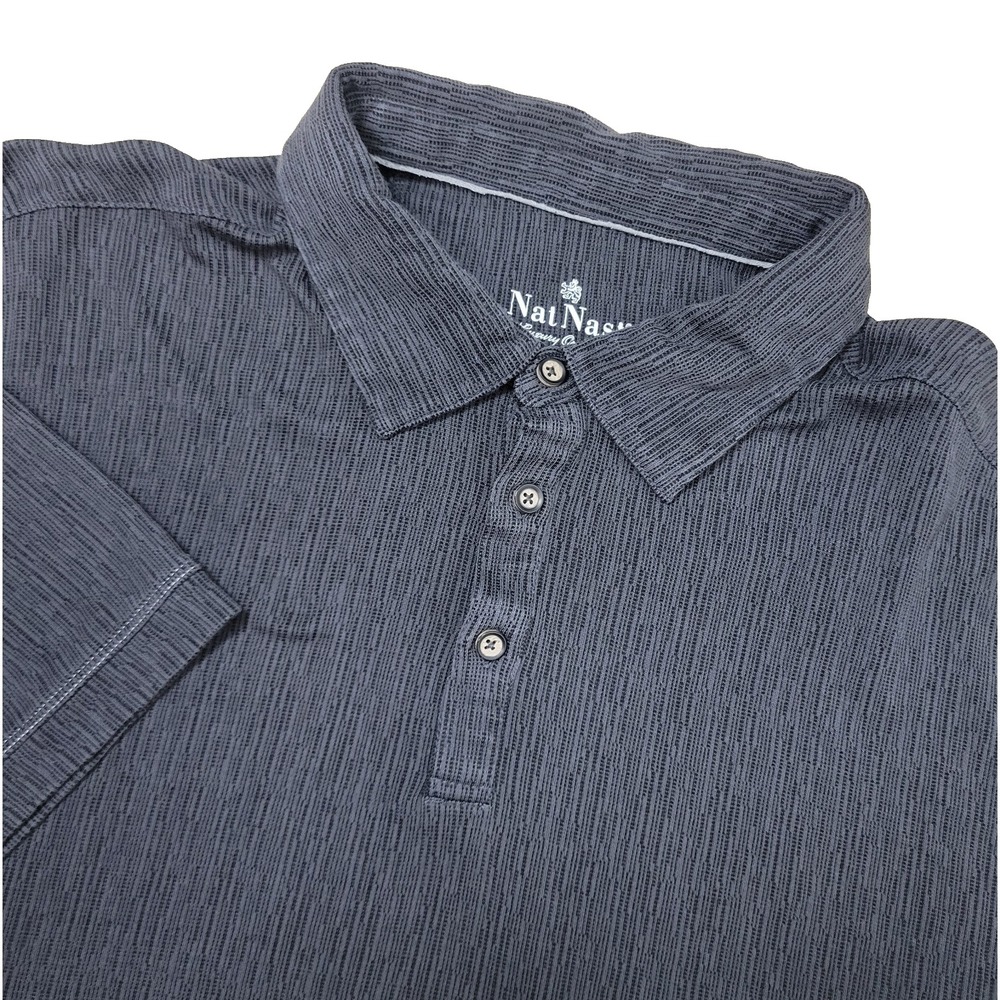 Nat Nast Luxury Originals Mens XL Gray Performance Stretch Polo Short Sleeve